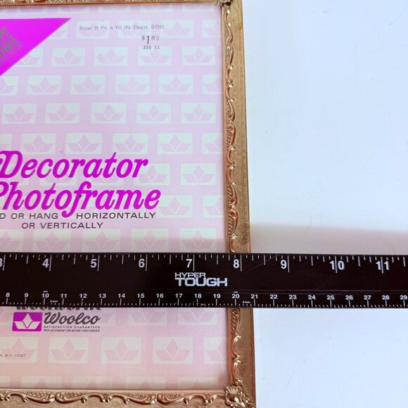 Woolworth Footed Photo Frame VTG Gold Tone Ornate Design Decorator 8 in x 10 in - Picture 9 of 12